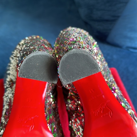 Christian Louboutin Moulamax 100 Silver Sequin Bootie Size 41 - Picture 13 of 15